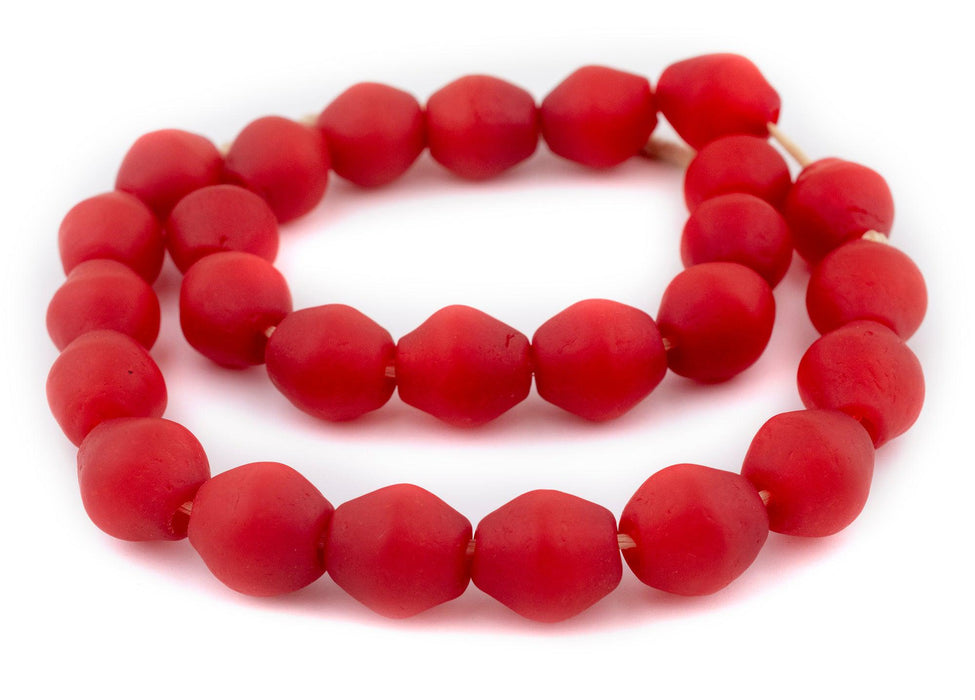 Jumbo Bright Red Bicone Recycled Glass Beads (25mm) - The Bead Chest