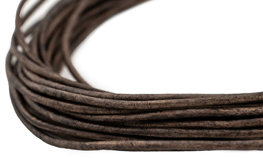 1.5mm Grey Distressed Round Leather Cord (15ft) - The Bead Chest