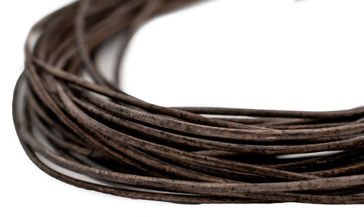 0.8mm Grey Distressed Round Leather Cord (15ft) - The Bead Chest