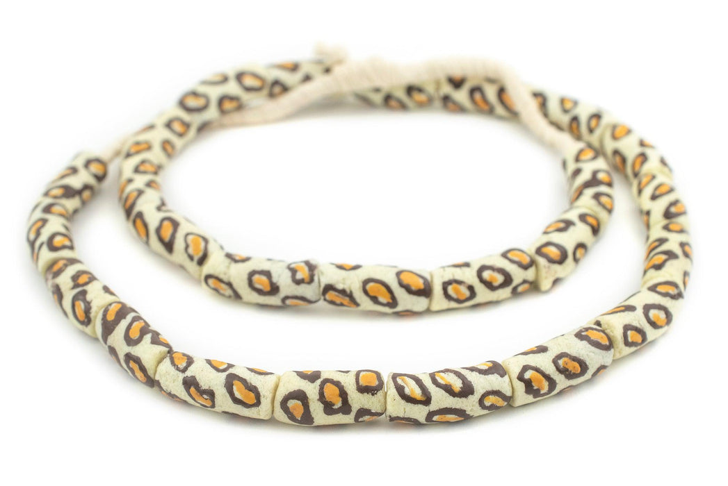 Creamy Leopard Krobo Beads (25x12mm) - The Bead Chest