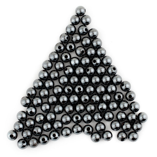 Round Non-Magnetic Hematite Beads (6mm, Set of 100) - The Bead Chest