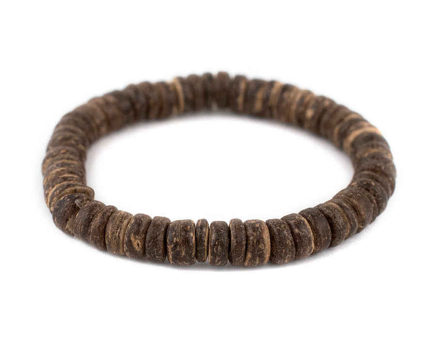 Natural Coconut Shell Stretch Bracelet - The Bead Chest