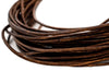 0.8mm Dark Brown Distressed Round Leather Cord (15ft)