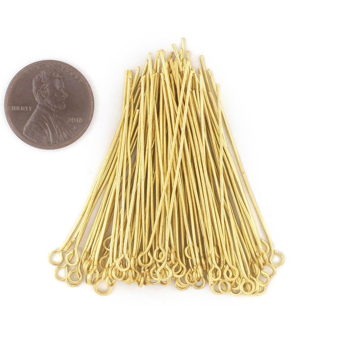 Gold 21 Gauge 1.75 Inch Eye Pins (Approx 100 pieces) - The Bead Chest