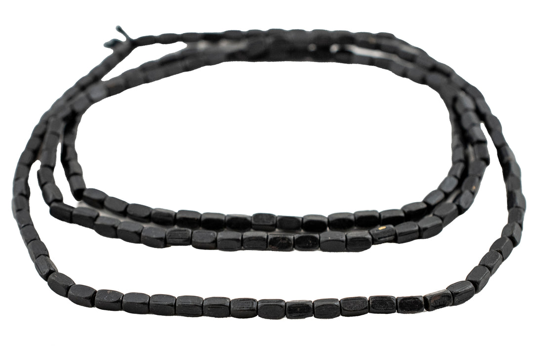 Midnight Black Faceted Rectangle Beads (4x2mm) - The Bead Chest