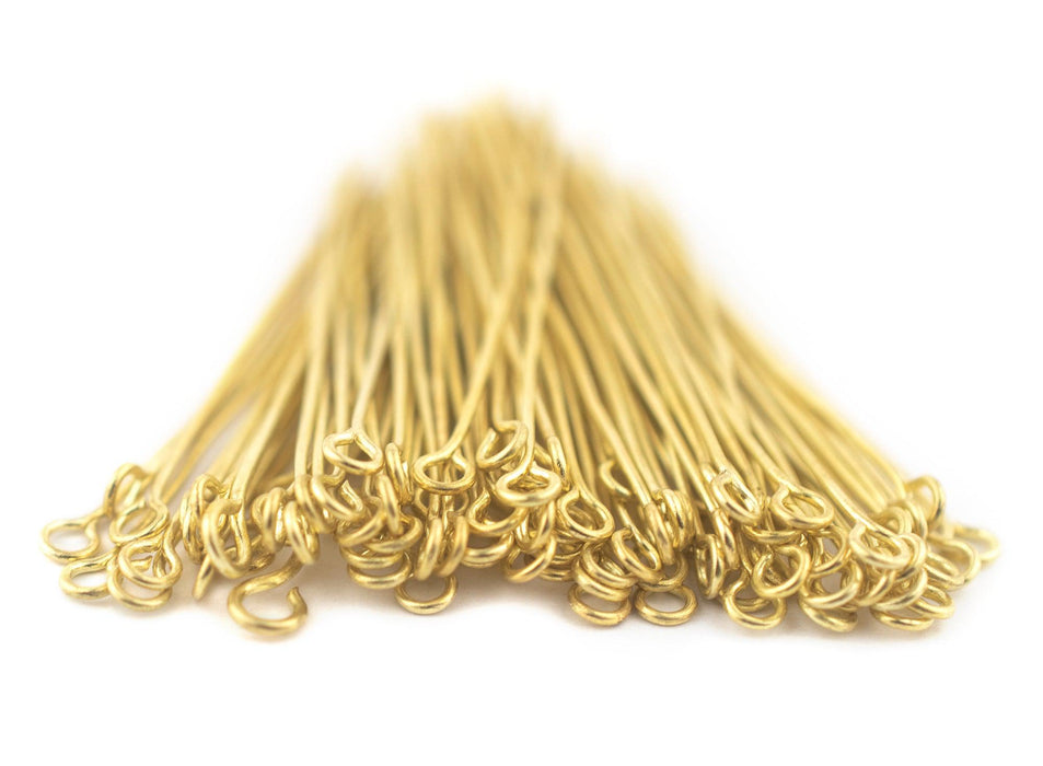 Gold 21 Gauge 1.75 Inch Eye Pins (Approx 100 pieces) - The Bead Chest