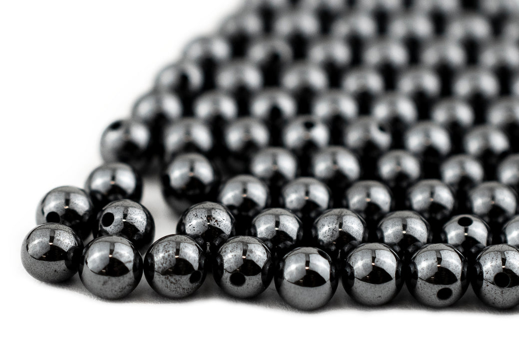 Round Non-Magnetic Hematite Beads (4mm, Set of 100) - The Bead Chest