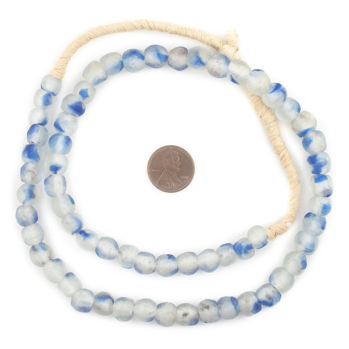Light Cobalt Blue Swirl Recycled Glass Beads (9mm) - The Bead Chest