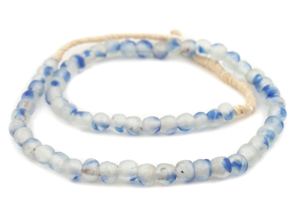 Light Cobalt Blue Swirl Recycled Glass Beads (9mm) - The Bead Chest