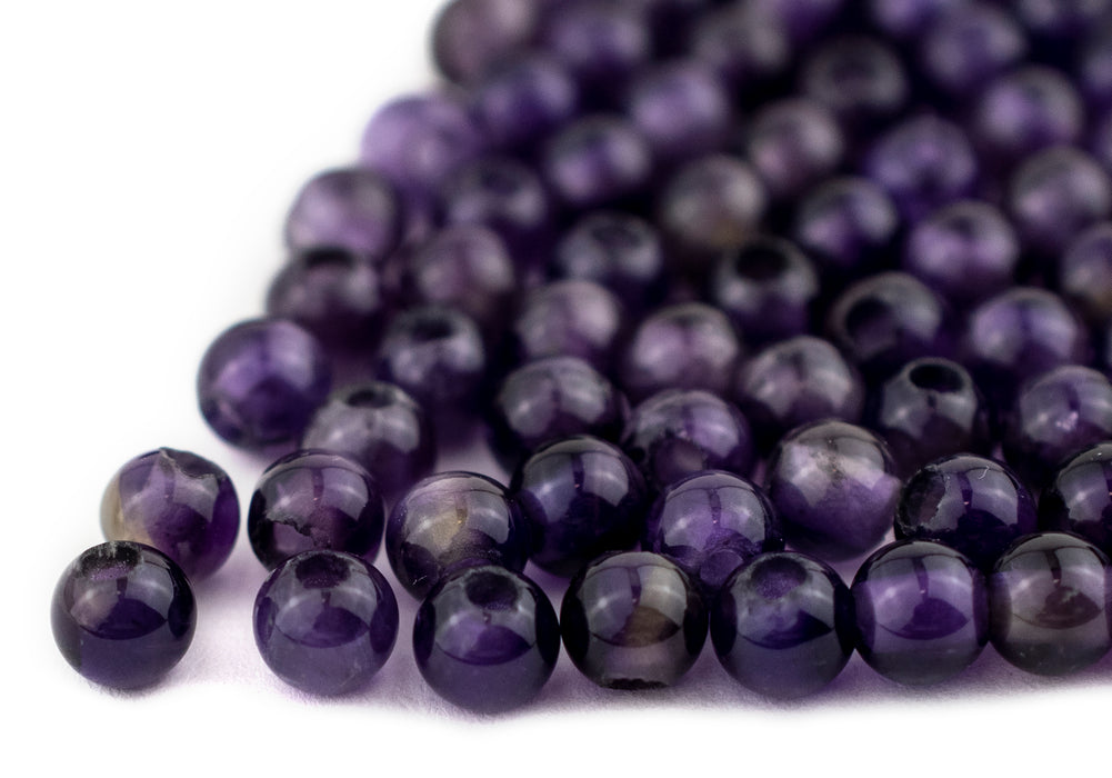 Dark Round Amethyst Beads (6mm, Set of 100) - The Bead Chest