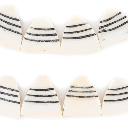 White Carved Triangular Batik Bone Beads (Small) - The Bead Chest