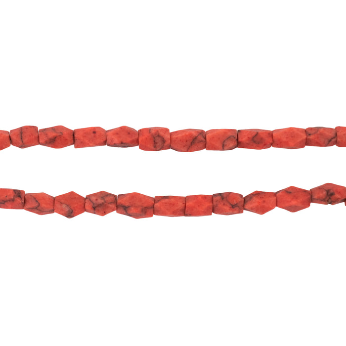 Coral-Style Faceted Rectangle Afghani Stone Beads (4mm) - The Bead Chest