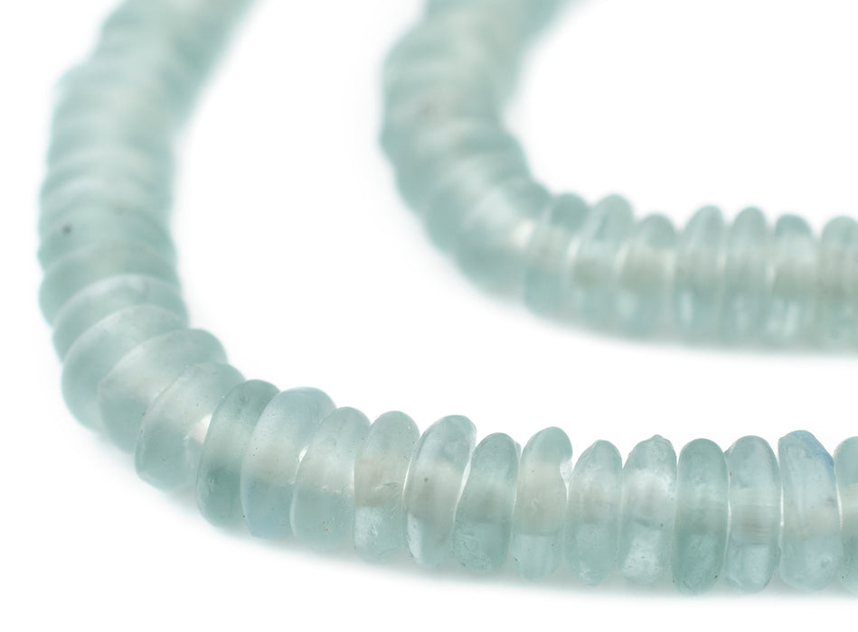 Blue Aqua Rondelle Recycled Glass Beads - The Bead Chest