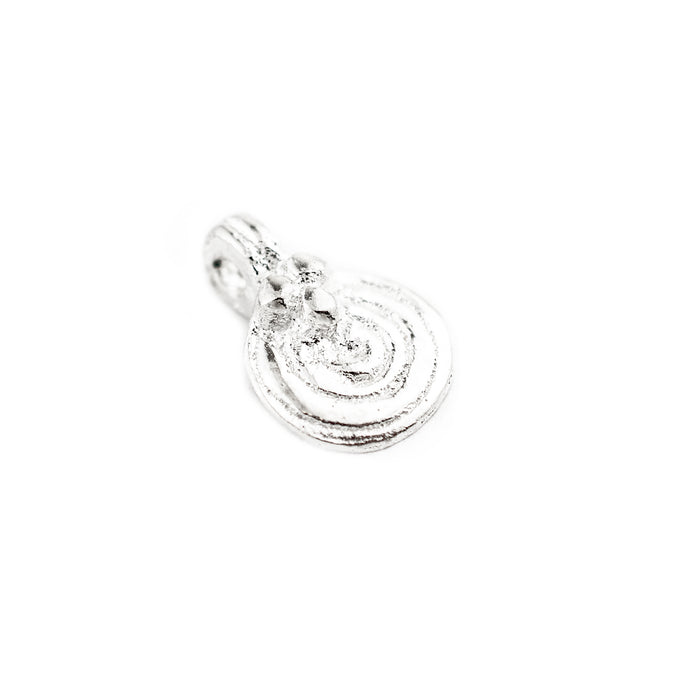 Shiny Silver Baule-Style Spiral Charm - The Bead Chest