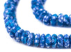 Translucent Blue & White Fused Rondelle Recycled Glass Beads (14mm) - The Bead Chest