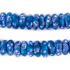 Translucent Blue & White Fused Rondelle Recycled Glass Beads (14mm)
