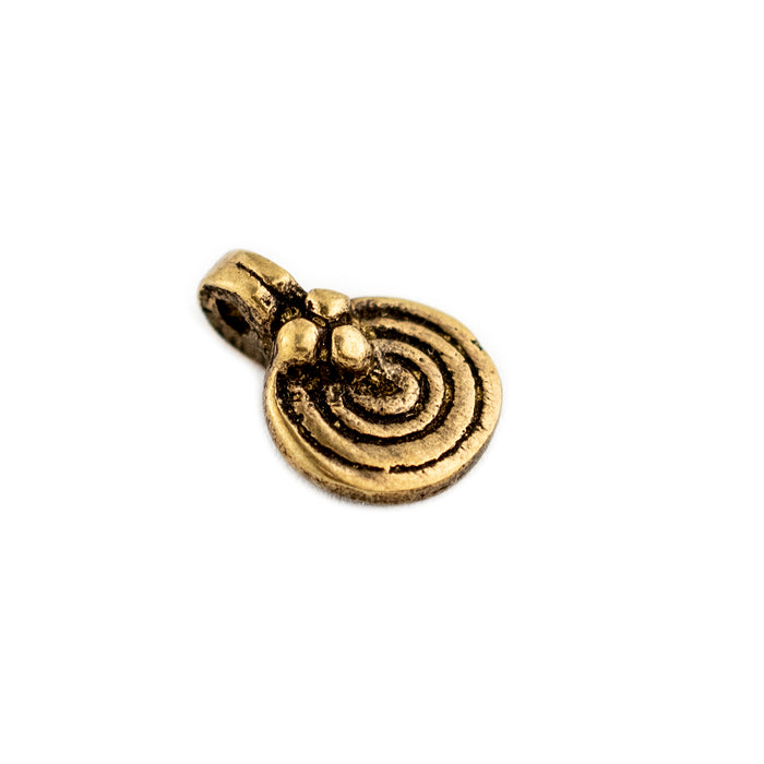 Antiqued Brass Baule-Style Spiral Charm - The Bead Chest
