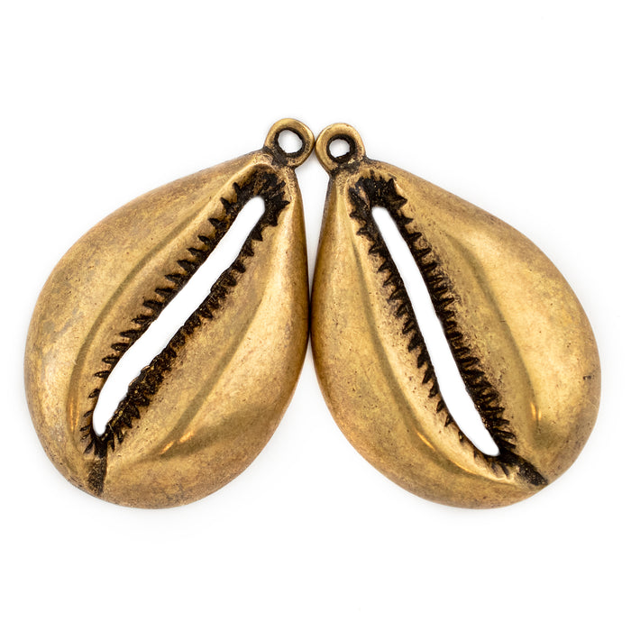 Brass Cowrie Shell Pendant (7x66mm) - The Bead Chest