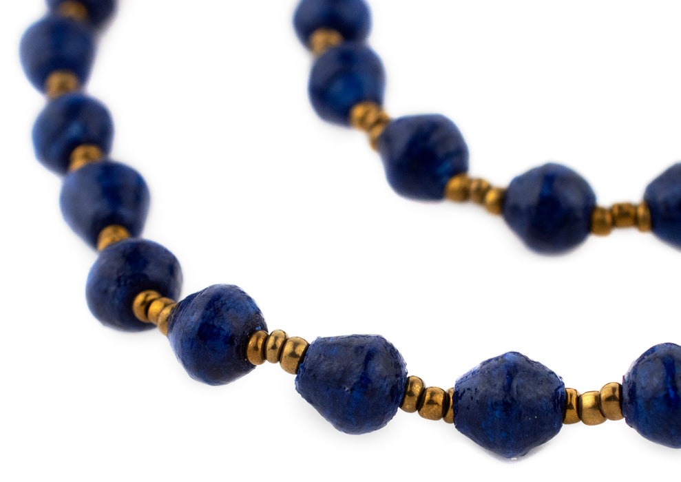 Dark Cobalt Recycled Paper Beads from Uganda - The Bead Chest
