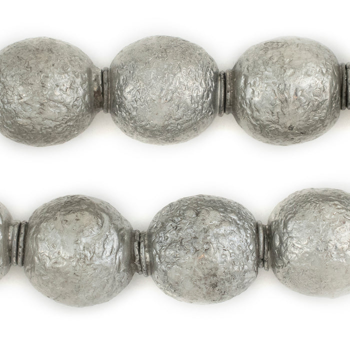 Silver Textured Sphere Hollow Tribal Beads (18mm) - The Bead Chest