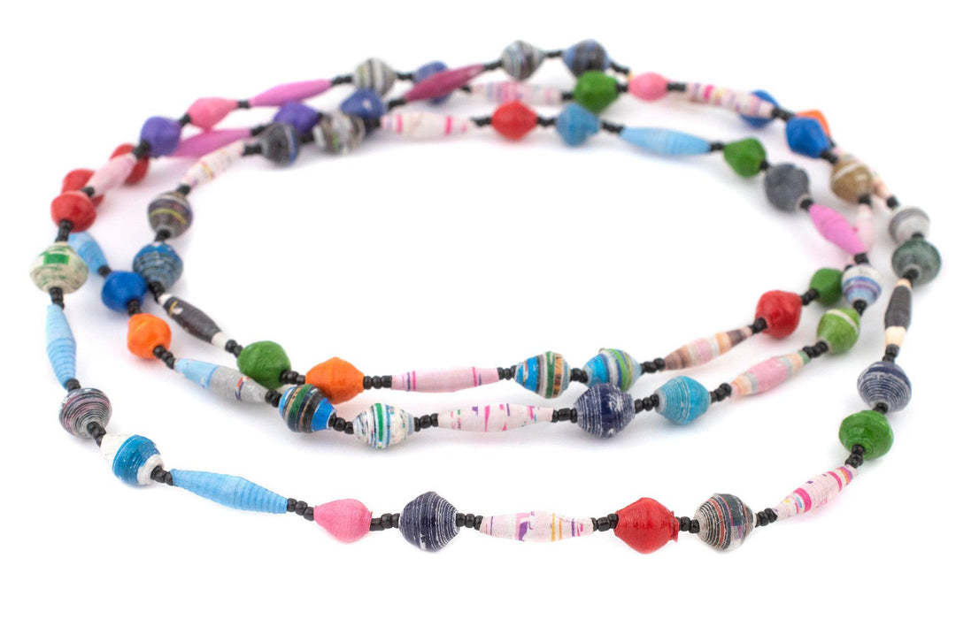 Carnival Medley Recycled Paper Beads (Long Strand) - The Bead Chest
