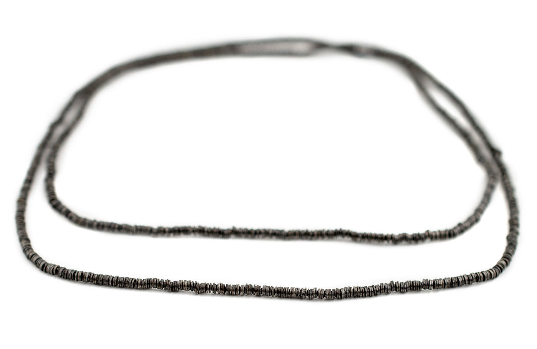 Midnight Black Flat Disk Heishi Beads (2mm) - The Bead Chest