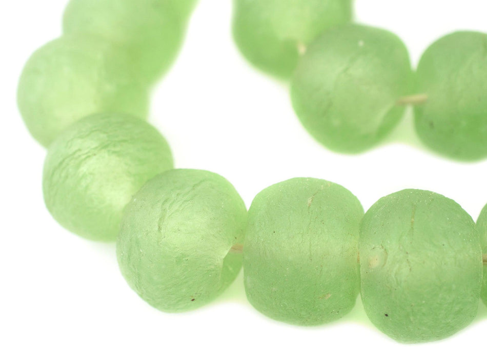 Super Jumbo Pastel Green Recycled Glass Beads (35mm) - The Bead Chest