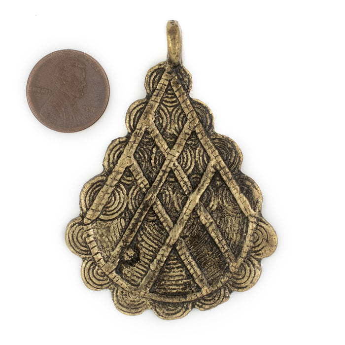 Antiqued Brass Baule Pyramid Pendant (67x48mm) - The Bead Chest