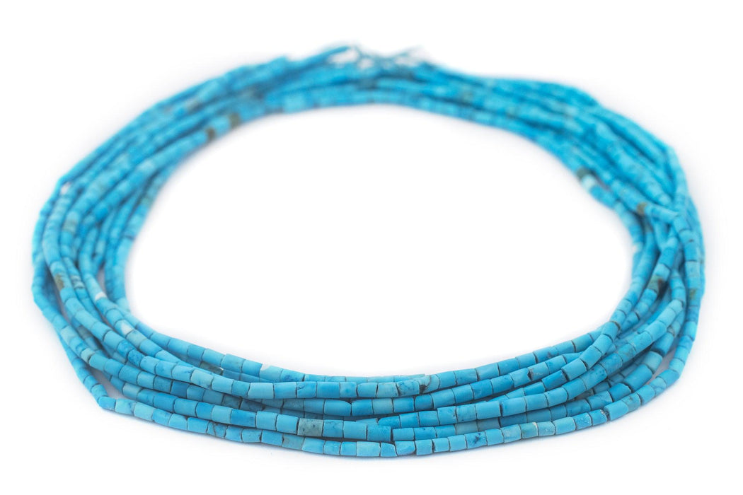 Byzantine Blue Cylindrical Afghani Turquoise Heishi Beads (3mm) - The Bead Chest