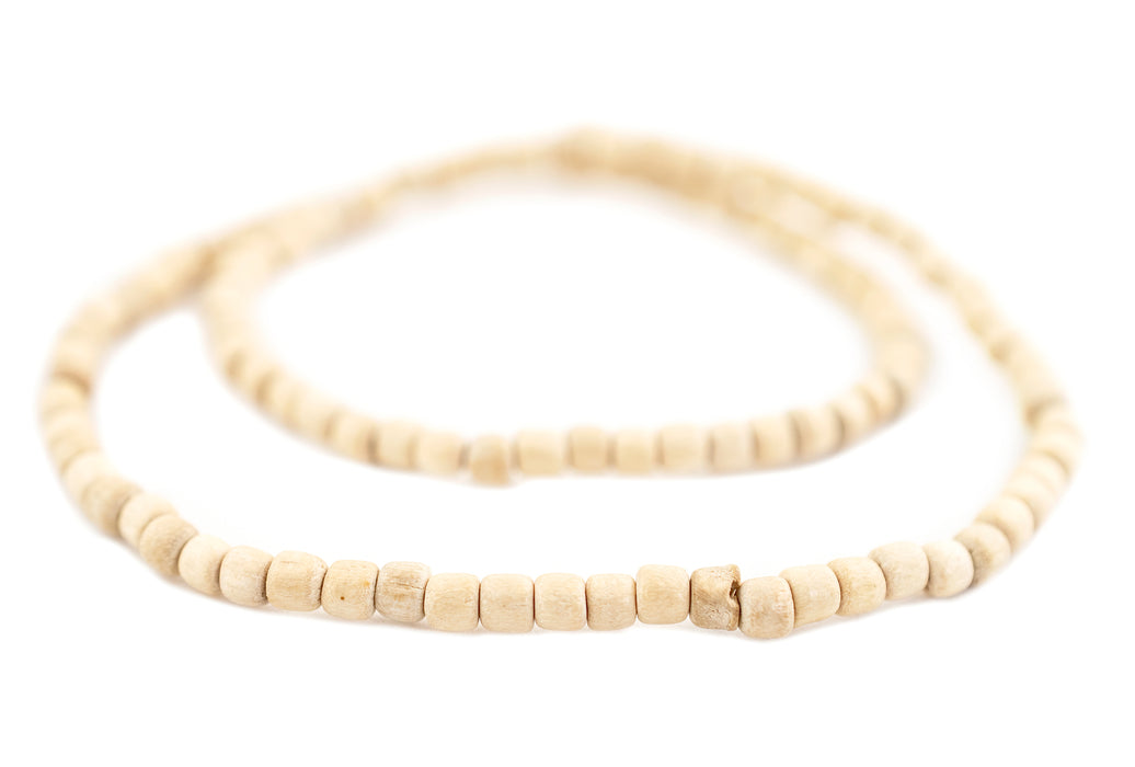 Cream Cylindrical Natural Wood Beads (4mm) - The Bead Chest