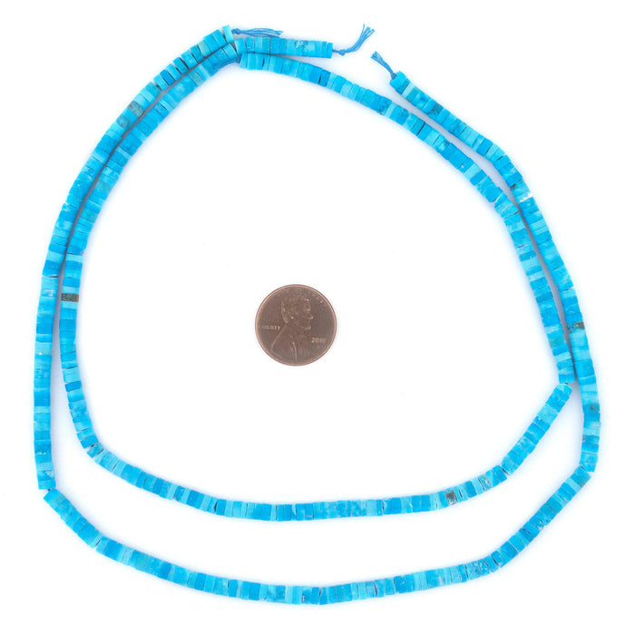 Blue Turquoise Afghani Stone Cylinder Beads (4mm) - The Bead Chest