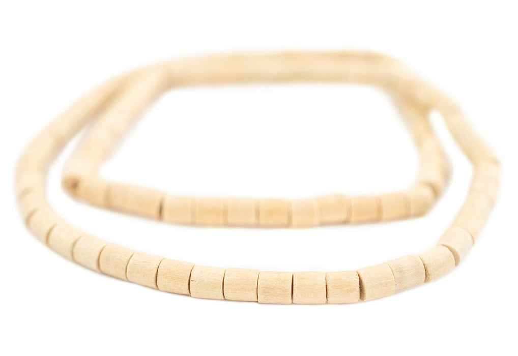 Cream Cylindrical Natural Wood Beads (5mm) - The Bead Chest