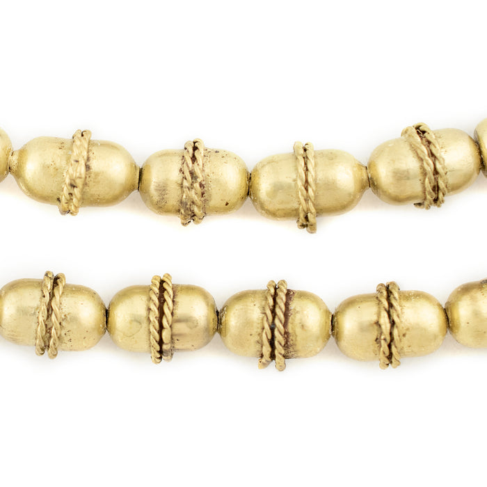 Ethiopian Brass Wired Oval Beads (13x10mm) - The Bead Chest