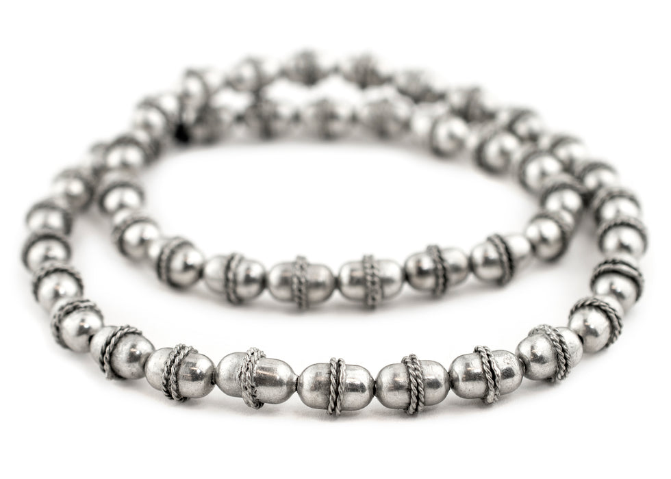 Ethiopian Silver Wired Oval Beads (13x10mm) - The Bead Chest