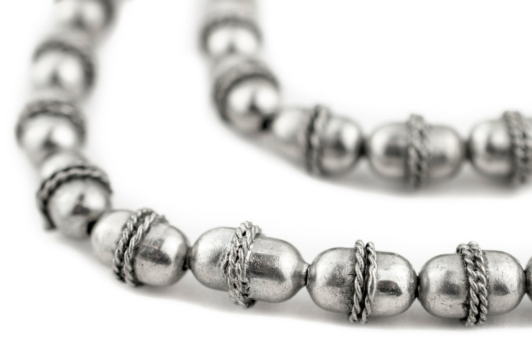 Ethiopian Silver Wired Oval Beads (13x10mm) - The Bead Chest