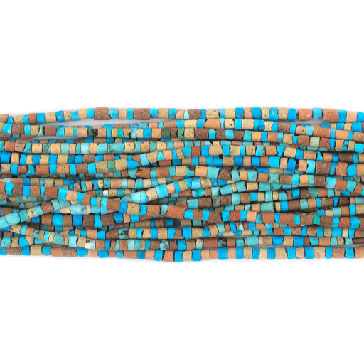 Alternating Cylindrical Afghani Turquoise Heishi Beads (2mm) - The Bead Chest