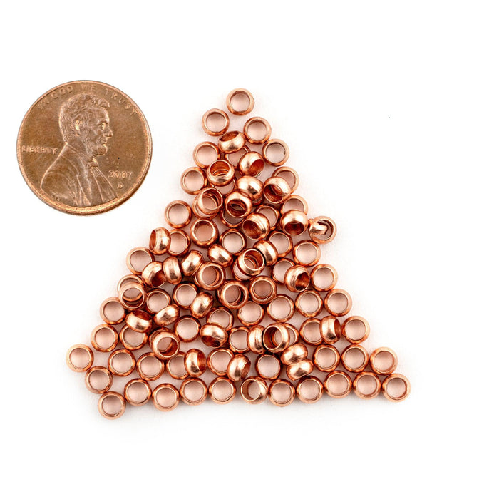 Copper Round Crimp Beads (4mm, Set of 100) - The Bead Chest