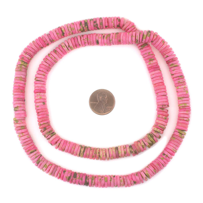 Tourmaline Pink Bone Button Beads (8mm) - The Bead Chest