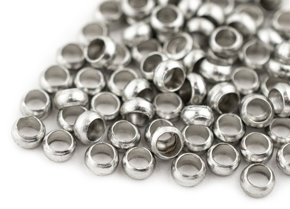 Silver Round Crimp Beads (4mm, Set of 100) - The Bead Chest