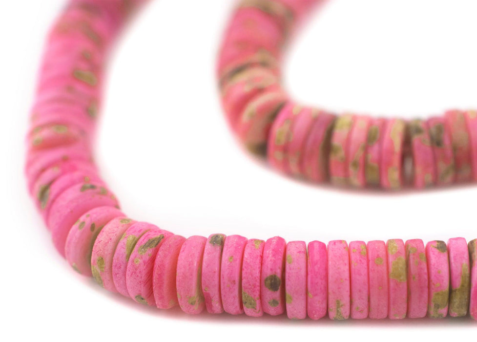 Tourmaline Pink Bone Button Beads (8mm) - The Bead Chest