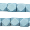 Light Blue Diamond Cut Natural Wood Beads (17mm)