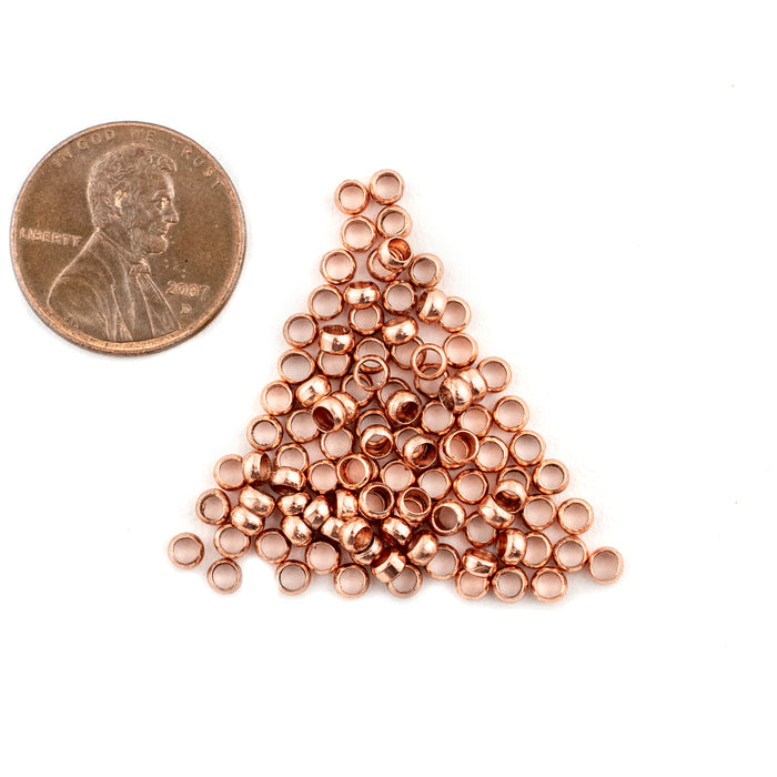 Copper Round Crimp Beads (3mm, Set of 100) - The Bead Chest