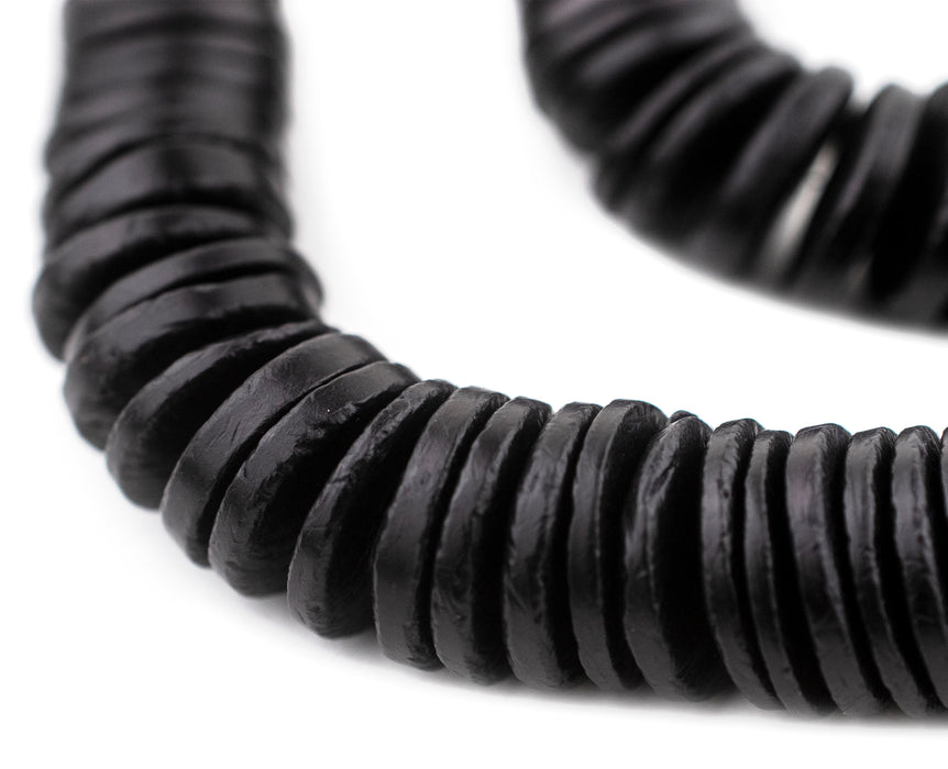 Black Disk Coconut Shell Beads (20mm) - The Bead Chest