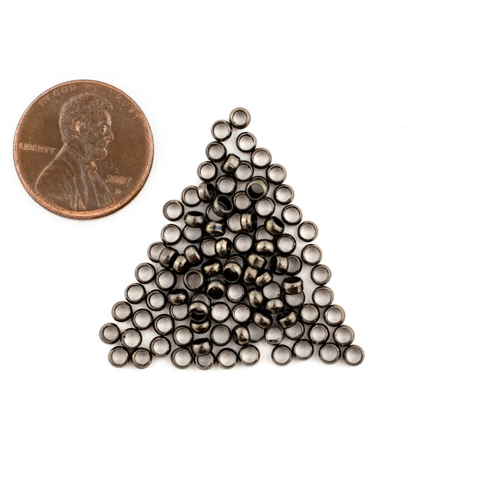 Gunmetal Round Crimp Beads (3mm, Set of 100) - The Bead Chest