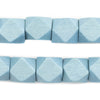 Light Blue Diamond Cut Natural Wood Beads (15mm)