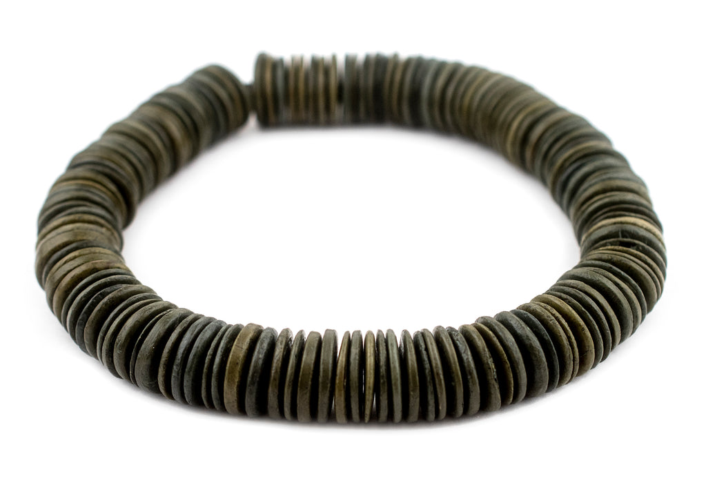 Olive Green Disk Coconut Shell Beads (20mm) - The Bead Chest
