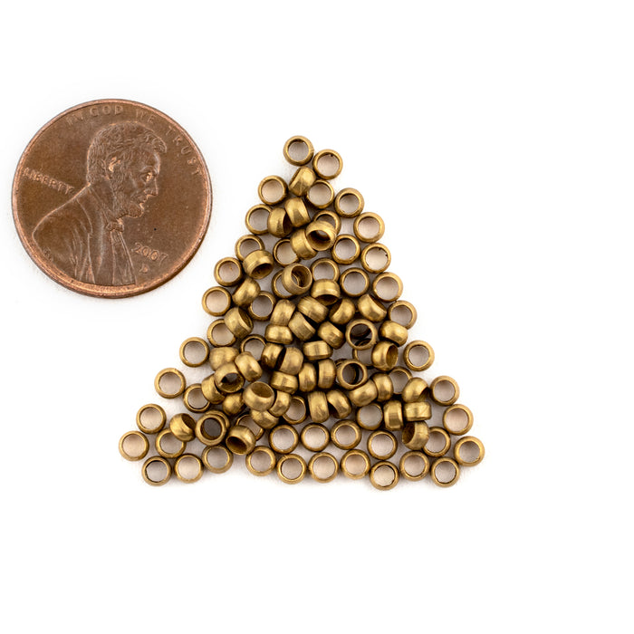 Brass Round Crimp Beads (3mm, Set of 100) - The Bead Chest