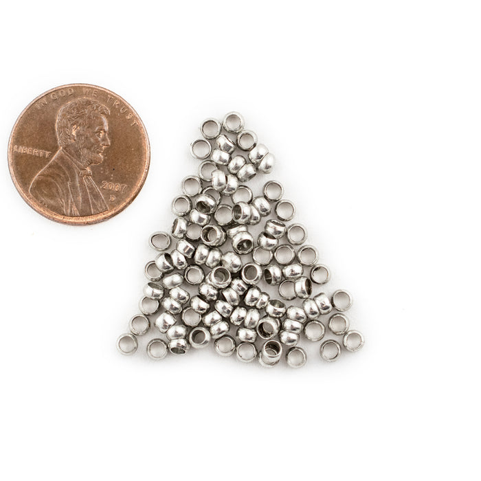Silver Round Crimp Beads (3mm, Set of 100) - The Bead Chest