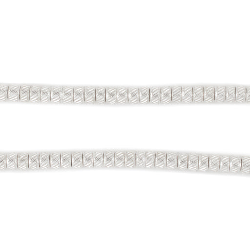 Shiny Silver Patterned Rondelle Beads (4mm)