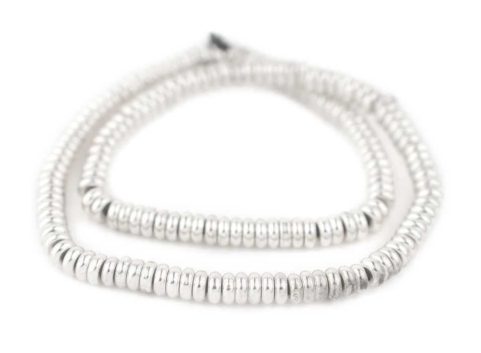 Shiny Silver Smooth Rondelle Beads (6mm) - The Bead Chest